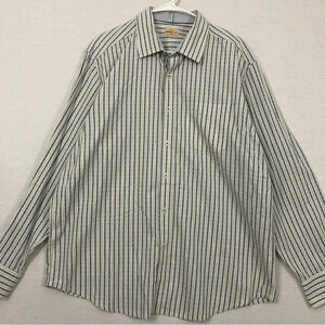 Tommy Bahama Blue White Striped Cotton Long Sleeve Button‎ Down XL